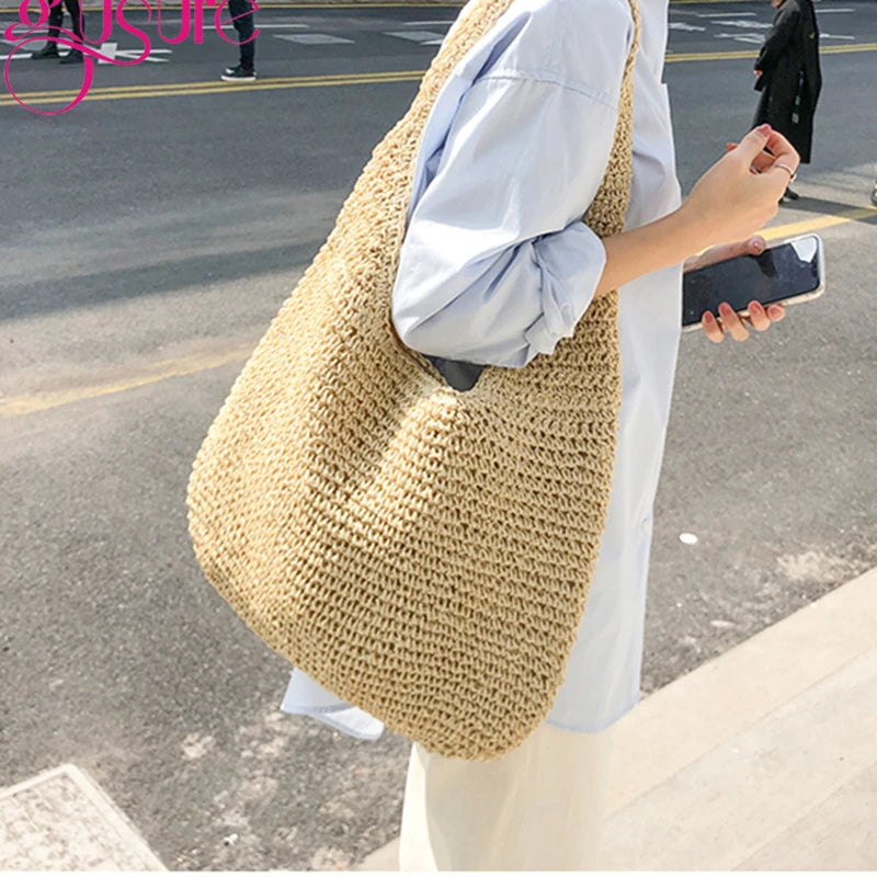 2024 Gusure Casual Straw Women Shoulder Bags